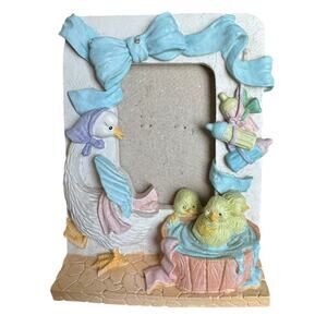 Vintage Style Baby Chick Duck Ceramic Photo Frame Pastel Nursery Decor